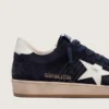 Zapatillas Ball Star para hombre en ante azul oscuro con estrella de piel blanca