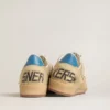 Zapatillas Ball Star para hombre en ante beige con estrella de piel coral y lengüeta del talón de napa azul