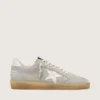 Zapatillas Ball Star para hombre en ante gris claro con estrella de piel blanca