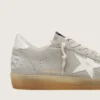 Zapatillas Ball Star para hombre en ante gris claro con estrella de piel blanca