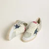 Zapatillas Ball Star para hombre en ante gris con estrella de nubuck azul y lengüeta del talón de piel laminada
