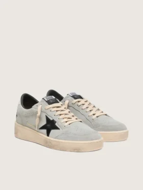Zapatillas Ball Star para hombre en ante gris con estrella de piel negra