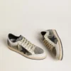Zapatillas Ball Star para hombre en ante gris con estrella de piel negra e inserciones de piel napa blanca