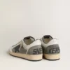 Zapatillas Ball Star para hombre en ante gris con estrella de piel negra e inserciones de piel napa blanca
