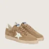 Zapatillas «Ball Star» para hombre en ante marrón con estrella de piel blanca