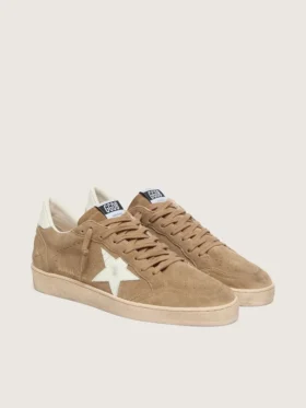 Zapatillas «Ball Star» para hombre en ante marrón con estrella de piel blanca