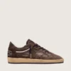 Zapatillas Ball Star para hombre en ante marrón con estrella y lengüeta en el talón de piel marrón
