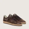 Zapatillas Ball Star para hombre en ante marrón con estrella y lengüeta en el talón de piel marrón