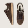 Zapatillas Ball Star para hombre en ante marrón con estrella y lengüeta en el talón de piel marrón