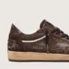 Zapatillas Ball Star para hombre en ante marrón con estrella y lengüeta en el talón de piel marrón