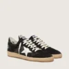 Zapatillas Ball Star para hombre en ante negro con estrella de piel blanca
