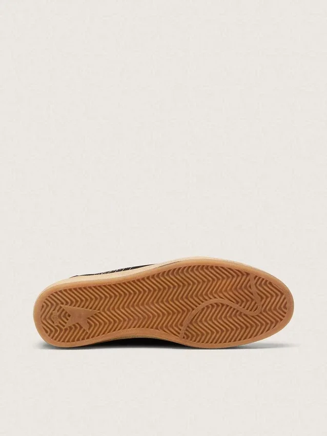 Zapatillas Ball Star para hombre en ante negro con estrella de piel blanca