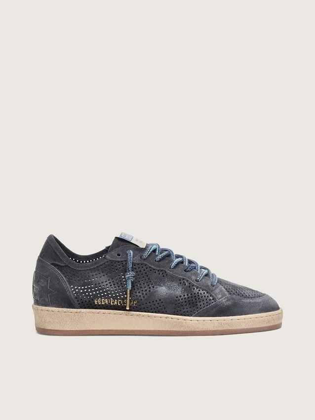 Zapatillas Ball Star para hombre en ante perforado azul oscuro con estrella de ante azul oscuro