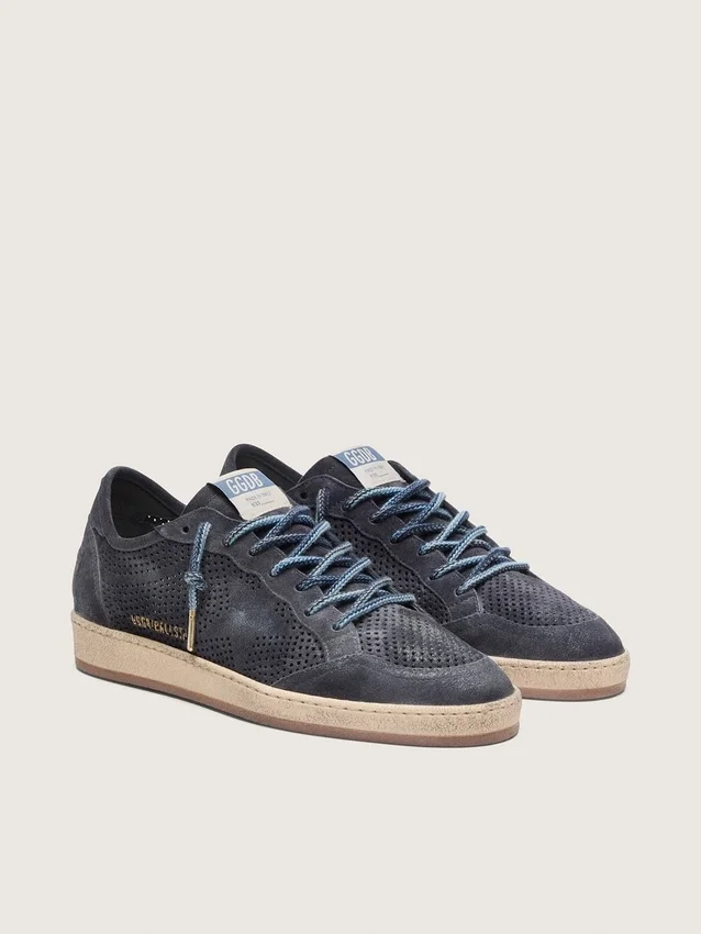 Zapatillas Ball Star para hombre en ante perforado azul oscuro con estrella de ante azul oscuro