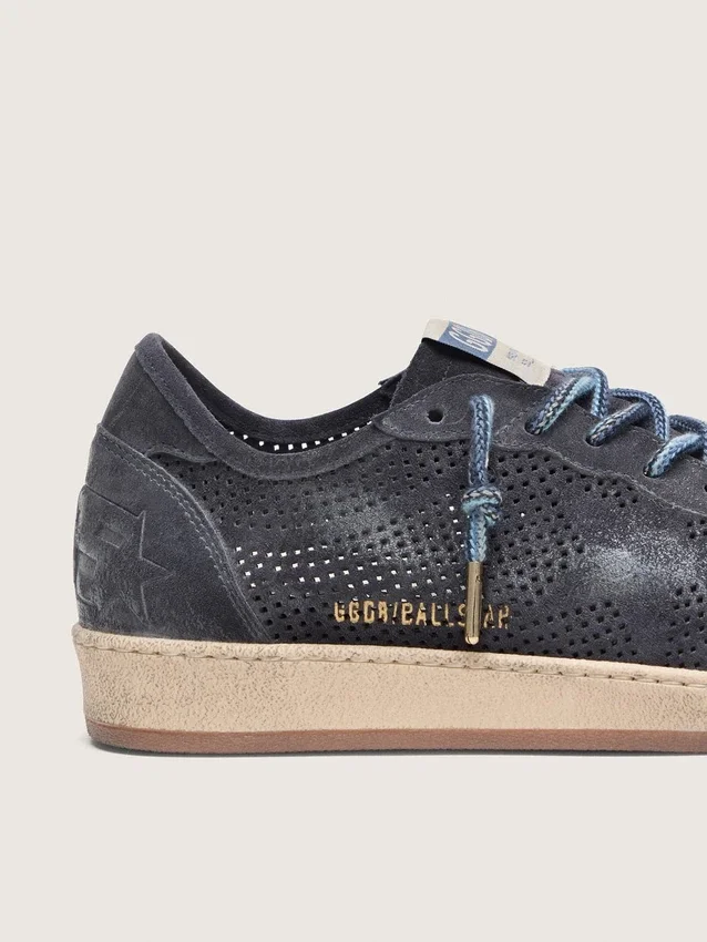 Zapatillas Ball Star para hombre en ante perforado azul oscuro con estrella de ante azul oscuro
