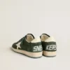 Zapatillas Ball Star para hombre en ante verde con estrella de cuero blanco y lengüeta en el talón