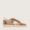 Zapatillas Ball Star para hombre en lana con estrella de piel color crema e inserciones de piel encerada marrón