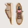 Zapatillas Ball Star para hombre en lana con estrella de piel color crema e inserciones de piel encerada marrón