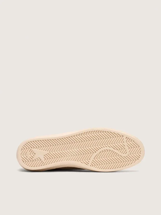 Zapatillas Ball Star para hombre en lana con estrella de piel color crema e inserciones de piel encerada marrón
