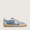 Zapatillas Ball Star para hombre en nailon azul vaquero con inserciones de ante gris claro y estrella de piel plateada metalizada