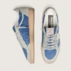 Zapatillas Ball Star para hombre en nailon azul vaquero con inserciones de ante gris claro y estrella de piel plateada metalizada