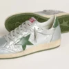 Zapatillas Ball Star para hombre en nailon plateado con estrella de piel verde y lengüeta en el talón