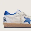 Zapatillas Ball Star para hombre en napa blanca con estrella y lengüeta del talón azules