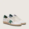 Zapatillas Ball Star para hombre en napa blanca con estrella y lengüeta en el talón de piel verde