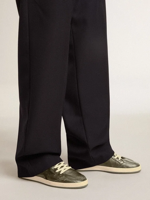 Zapatillas Ball Star para hombre en napa negra con estrella de ante y lengüeta trasera de napa