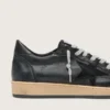 Zapatillas Ball Star para hombre en napa negra con estrella de ante y lengüeta trasera de napa