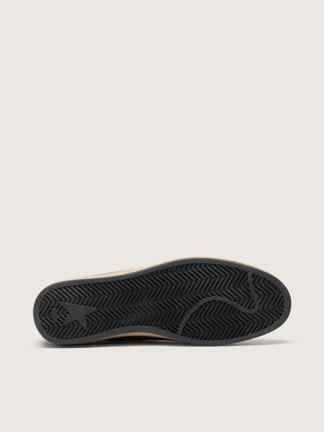 Zapatillas Ball Star para hombre en napa negra con estrella de ante y lengüeta trasera de napa