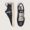 Zapatillas Ball Star para hombre en napa negra con estrella y lengüeta del talón de piel blanca