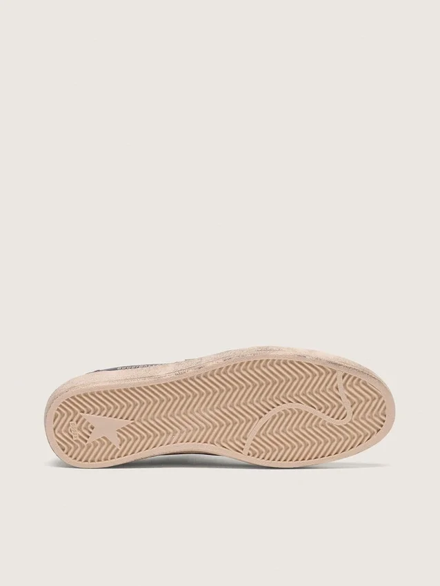 Zapatillas Ball Star para hombre en napa negra con estrella y lengüeta del talón de piel blanca
