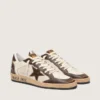 Zapatillas Ball Star para hombre en napa y malla con estrella de ante e inserciones de piel marrón