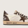 Zapatillas Ball Star para hombre en napa y malla con estrella de ante e inserciones de piel marrón