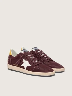 Zapatillas Ball Star para hombre en nubuck color chocolate con estrella y lengüeta en el talón de piel