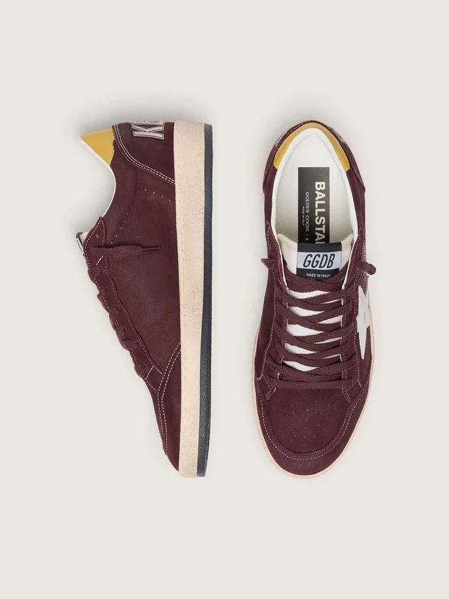 Zapatillas Ball Star para hombre en nubuck color chocolate con estrella y lengüeta en el talón de piel