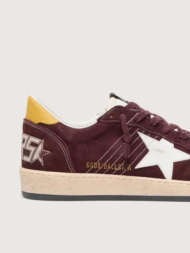 Zapatillas Ball Star para hombre en nubuck color chocolate con estrella y lengüeta en el talón de piel