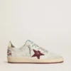 Zapatillas Ball Star para hombre en nubuck con estampado de cocodrilo y estrella de ante burdeos