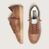 Zapatillas Ball Star para hombre en piel marrón con estrella de ante beige y abalorios