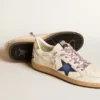 Zapatillas Ball Star para hombre en piel napa con estrella de ante azul y lengüeta trasera de piel platino