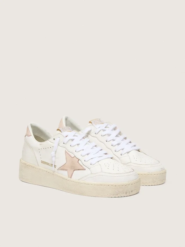 Zapatillas Ball Star para mujer con estrella de nubuck rosa y lengüeta en el talón