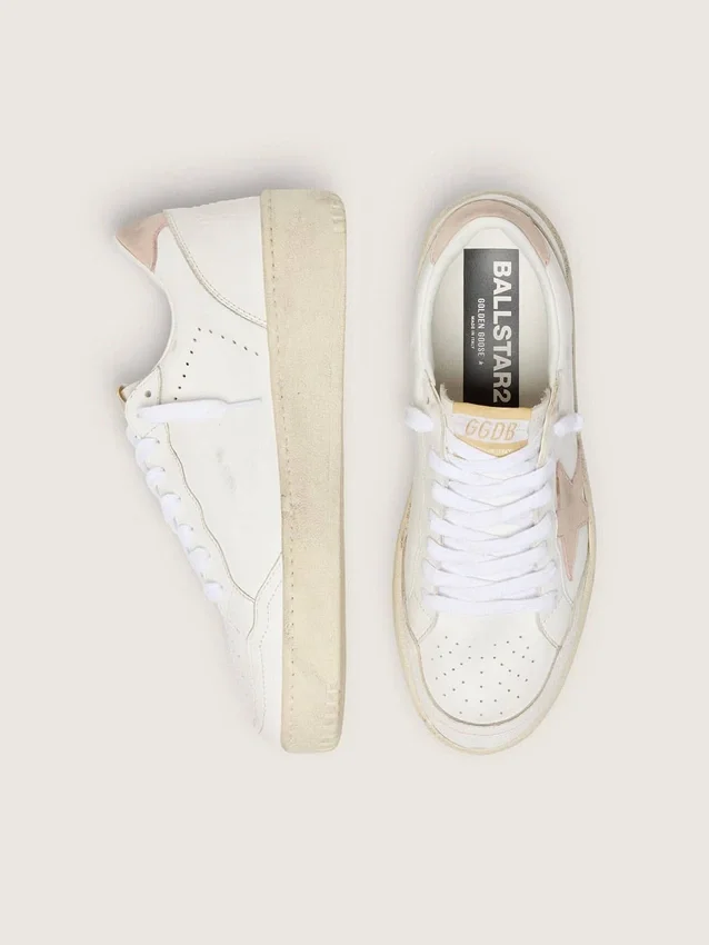 Zapatillas Ball Star para mujer con estrella de nubuck rosa y lengüeta en el talón