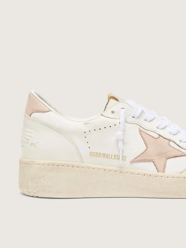 Zapatillas Ball Star para mujer con estrella de nubuck rosa y lengüeta en el talón