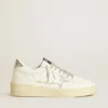 Zapatillas Ball Star para mujer con estrella de piel plateada y lengüeta del talón con purpurina plateada