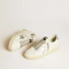 Zapatillas Ball Star para mujer con estrella de piel plateada y lengüeta del talón con purpurina plateada