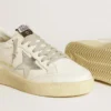 Zapatillas Ball Star para mujer con estrella de piel plateada y lengüeta del talón con purpurina plateada
