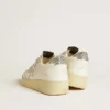 Zapatillas Ball Star para mujer con estrella de piel plateada y lengüeta del talón con purpurina plateada