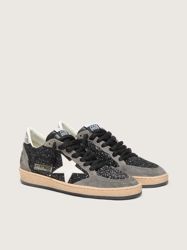 Zapatillas Ball Star para mujer con purpurina, estrella de piel y lengüeta metálica en el talón