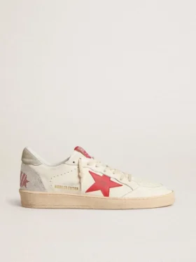 Zapatillas Ball Star para mujer de San Valentín con estrella de piel roja y letras rojas de Swarovski